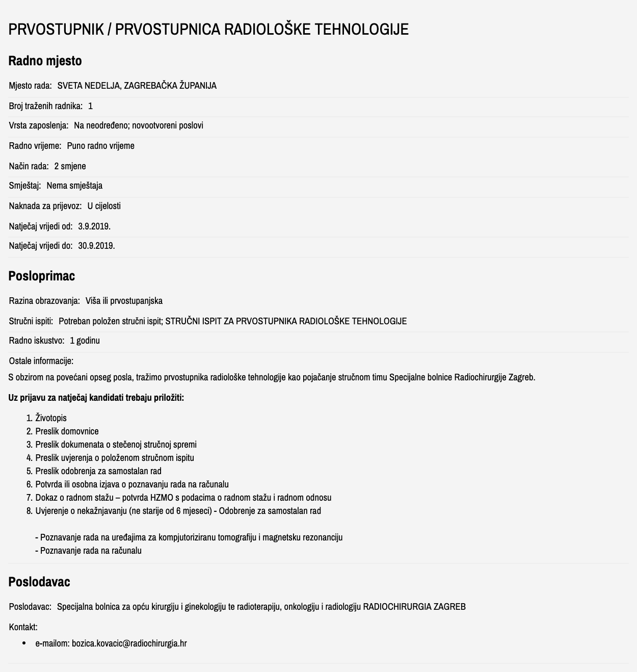 Prvostupnik prvostupnica radiološke tehnologije